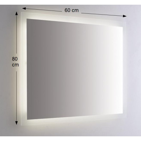 Specchio da Parete Retroilluminato a LED Rettangolare 60x80 cm Spessore 4 mm