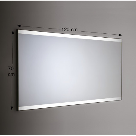 Specchio da Parete Retroilluminato a LED Rettangolare 120X70 cm spessore 4 mm Cornice Nero