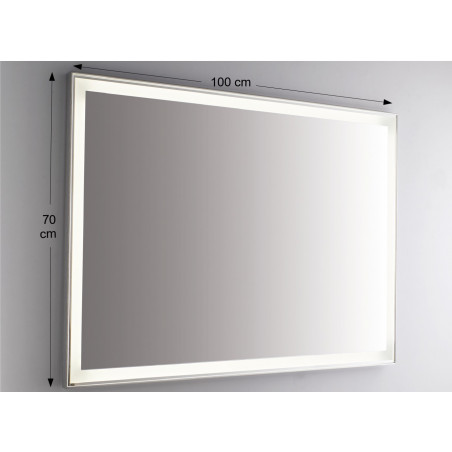 Specchio da Parete Retroilluminato a LED Rettangolare 100x70 cm spessore 4 mm Colore Nero