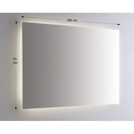 Specchio da Parete Retroilluminato a LED 100X70 spessore 4 mm,cm con Angoli Raggiati