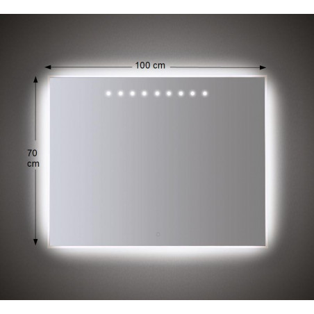 Specchio da Parete Retroilluminato a LED 100x70 cm con sabbiatura Perimetrale