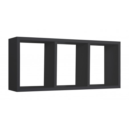 Mensola 3 Scomparti Da Parete Rettangolare Moderno Nero 70x30x15.5 cm Sanitec