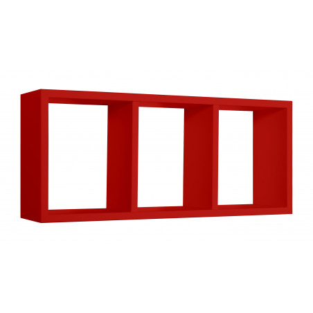 Mensola 3 Scomparti Da Parete Rettangolare Moderno Rosso 70x30x15.5 cm Sanitec