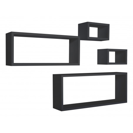 Set 4 Cubi Merlino Nero 75x30x15.5 - 60x25x15.5 - 25x15x15.5 cm Sanitec