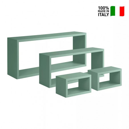 Set 3 Mensole da Parete Trittico Verde Acqua Marina 45x27x15.5 - 40x22x15.5 - 35x17x15.5 cm Sanitec