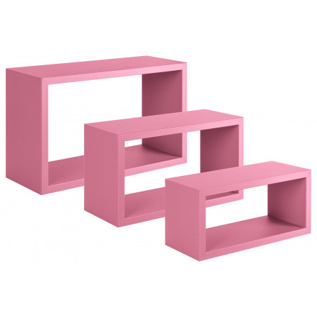 Set 3 Mensole da Parete Trittico Rosa Blush 48,5 x 30,5 x 19,5 cm Sanitec