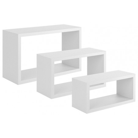 Set 3 Mensole da Parete Trittico Bianco 45x27x15.5 - 40x22x15.5 - 35x17x15.5 cm Sanitec