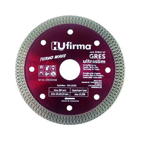 Disco diamantato c.continua, Hu-Firma gres rosso, diametro 115 mm