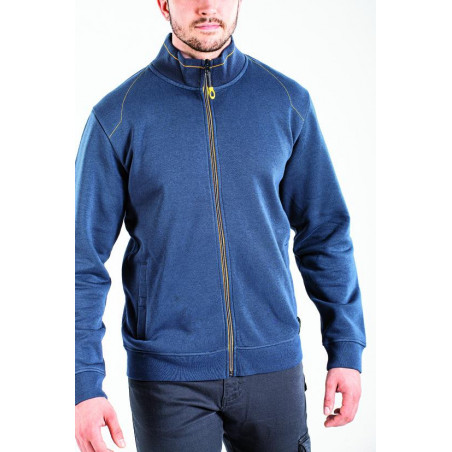 Felpa rica Lewis fullzip, m. lunga grey/blu, s