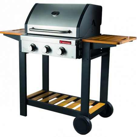 Barbecue Sandrigarden gas Oceania, 3 fuochi steel/wood, 10,8 kw