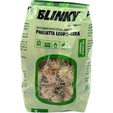 Accendifuoco blinky ecologico, paglietta legno-cera, sacco 1 kg